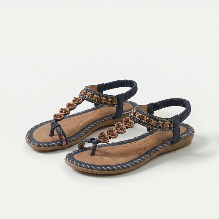 Marthe™ – | Boho Perlebelagte Ortopediske Flate Sandaler