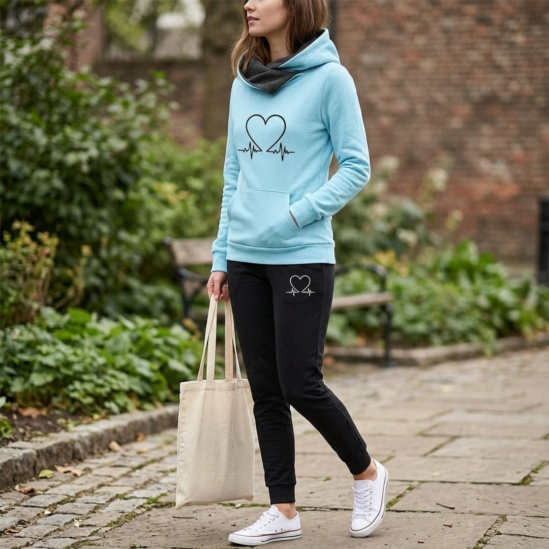 HeartBeat™ – Hettegenser med hjerteprint og loungewear-sett