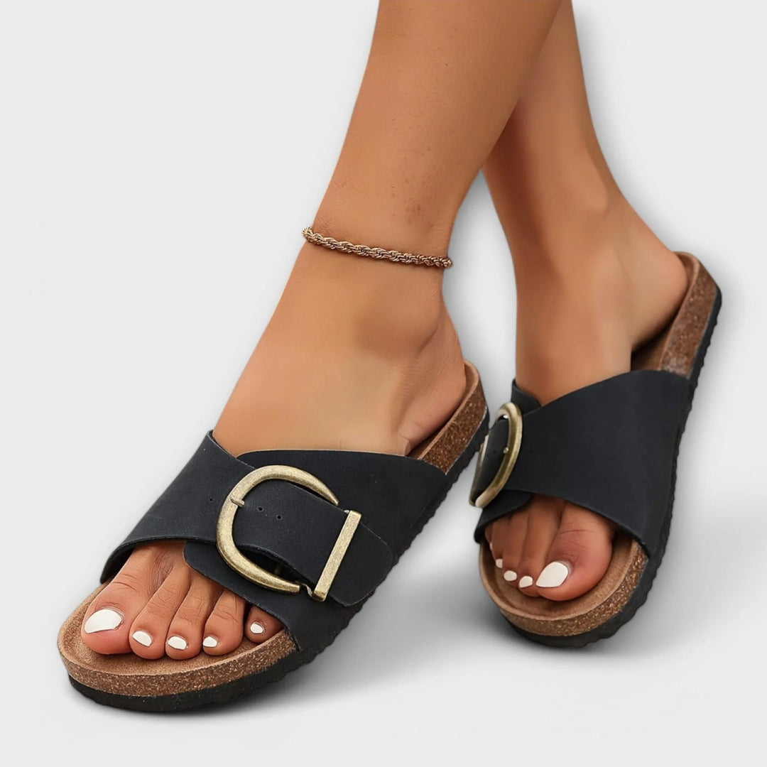 Erika™ – Ortopediske Buckle Strap Sandaler med Korksåle