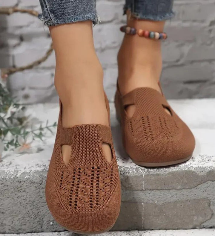 Kerstin™ – Pustende Mesh Cutout Slip-On Flats