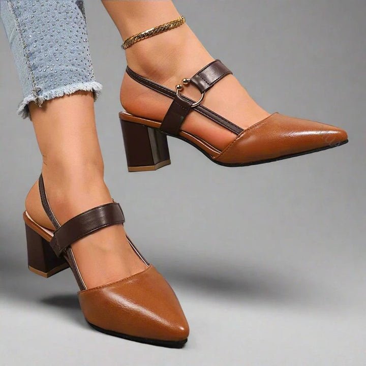 Grete™ – Spiss Slingback Blokkhæl Pumps