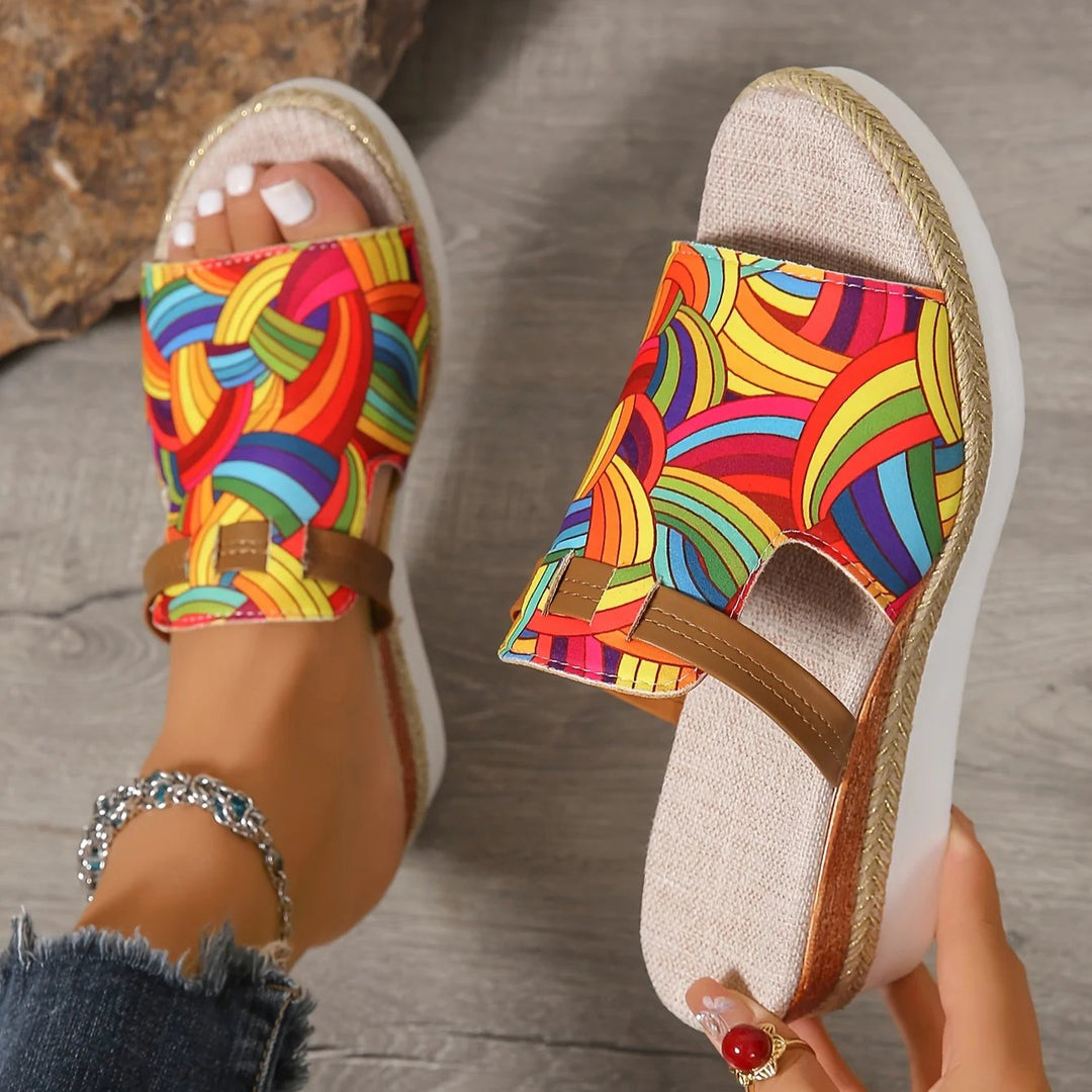 Elena™ – Boho Trykte Plattform Sandlettinger