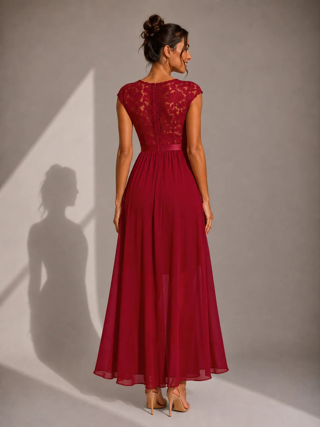 Kiana™ – Lace Bodice Asymmetrical High Low Maxi Dress