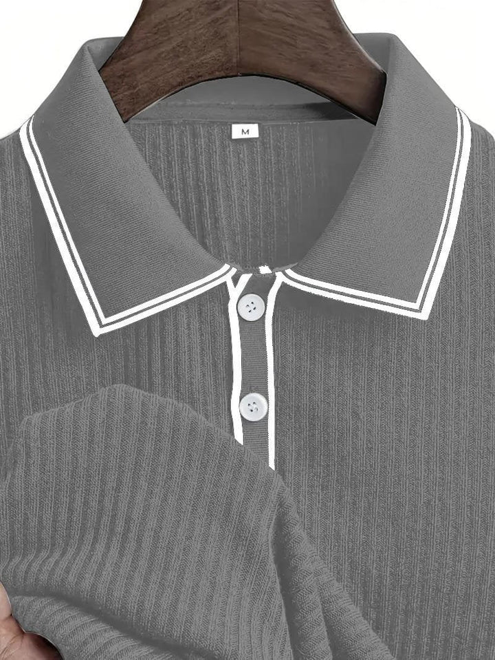 Alexander™ – Ribbed Knit Button-Front Polo Shirt