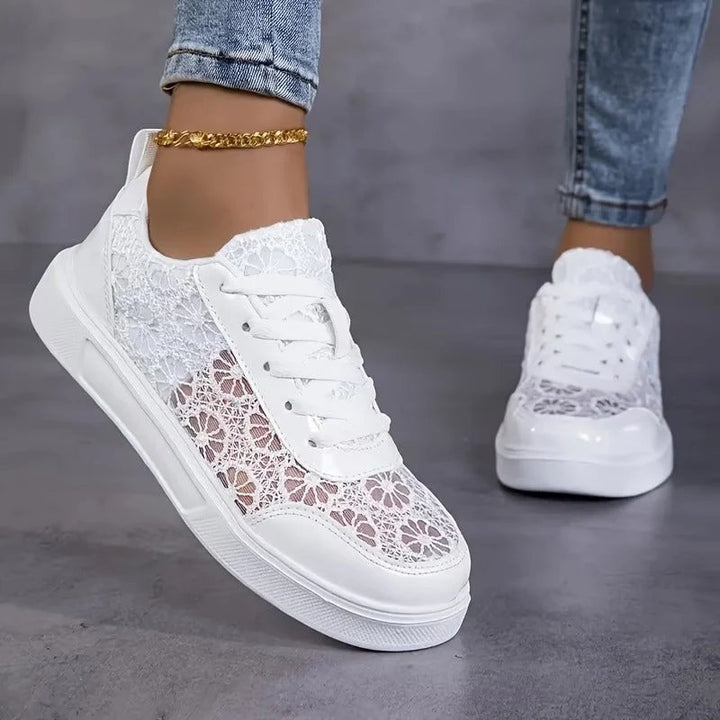 Flora™ – Blomstrete Spise Lisse Opp Plattform Sneakers