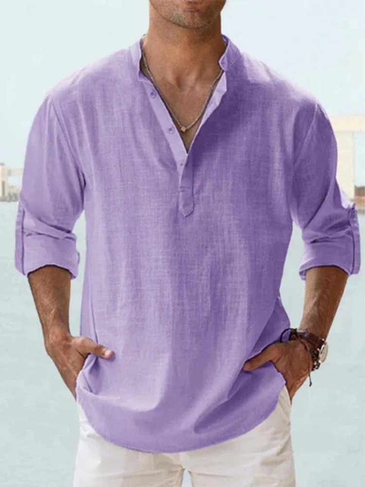 Victor™ – Henley Neck Pustende Langermet Skjorte