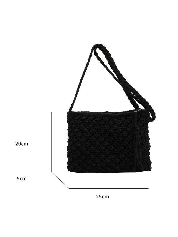Lara™ – Vevet Makrame Crossbody Bag med Frynse