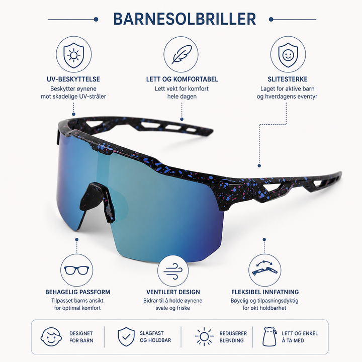 SunBuddy™ – Speilende Sport Shield Barnesolbriller (1+1 GRATIS)