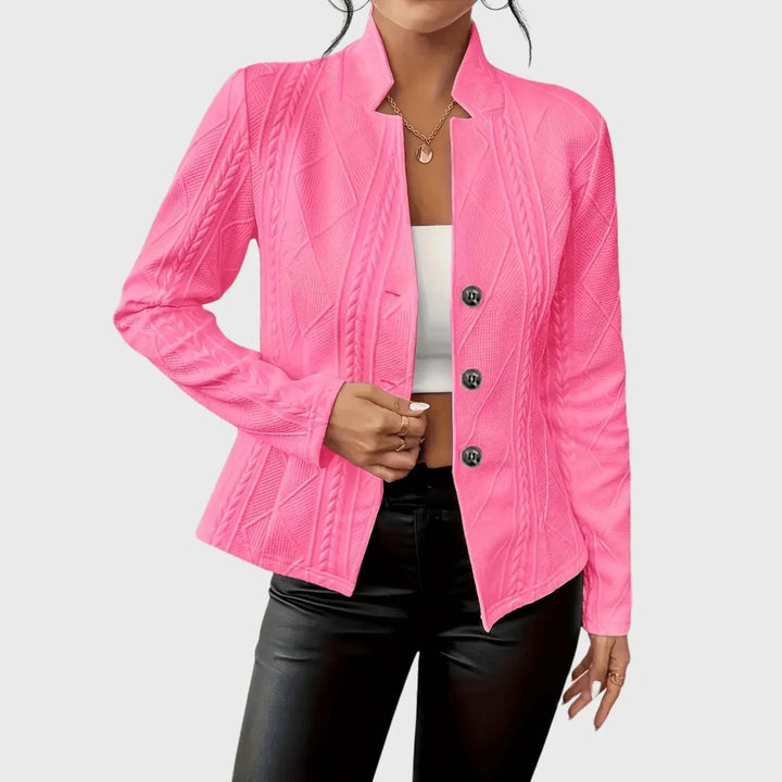 Serena™ – Teksturet Blazer med Knapp-fremme og Tett Passform