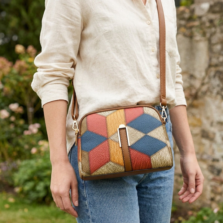 Grete™ – Patchwork crossover-veske med glidelås