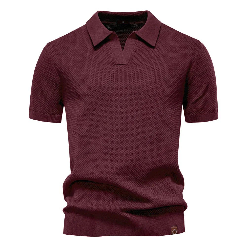 Liam™ – Strukturert Strikket Polo med Åpen Krage