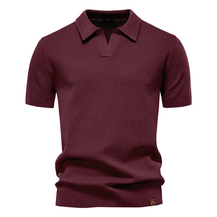 Liam™ – Strukturert Strikket Polo med Åpen Krage