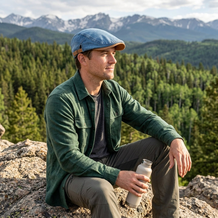 Inger™ – Denim Flat Cap med Komfortabel Passform