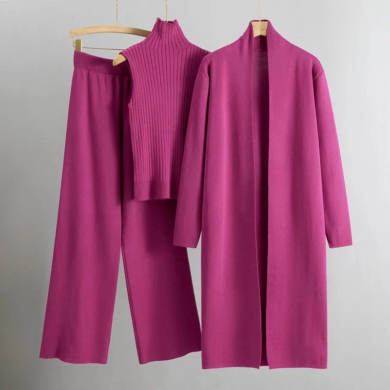 Livia™ – Ribbete høye hals med vide ben – 3-delt sett