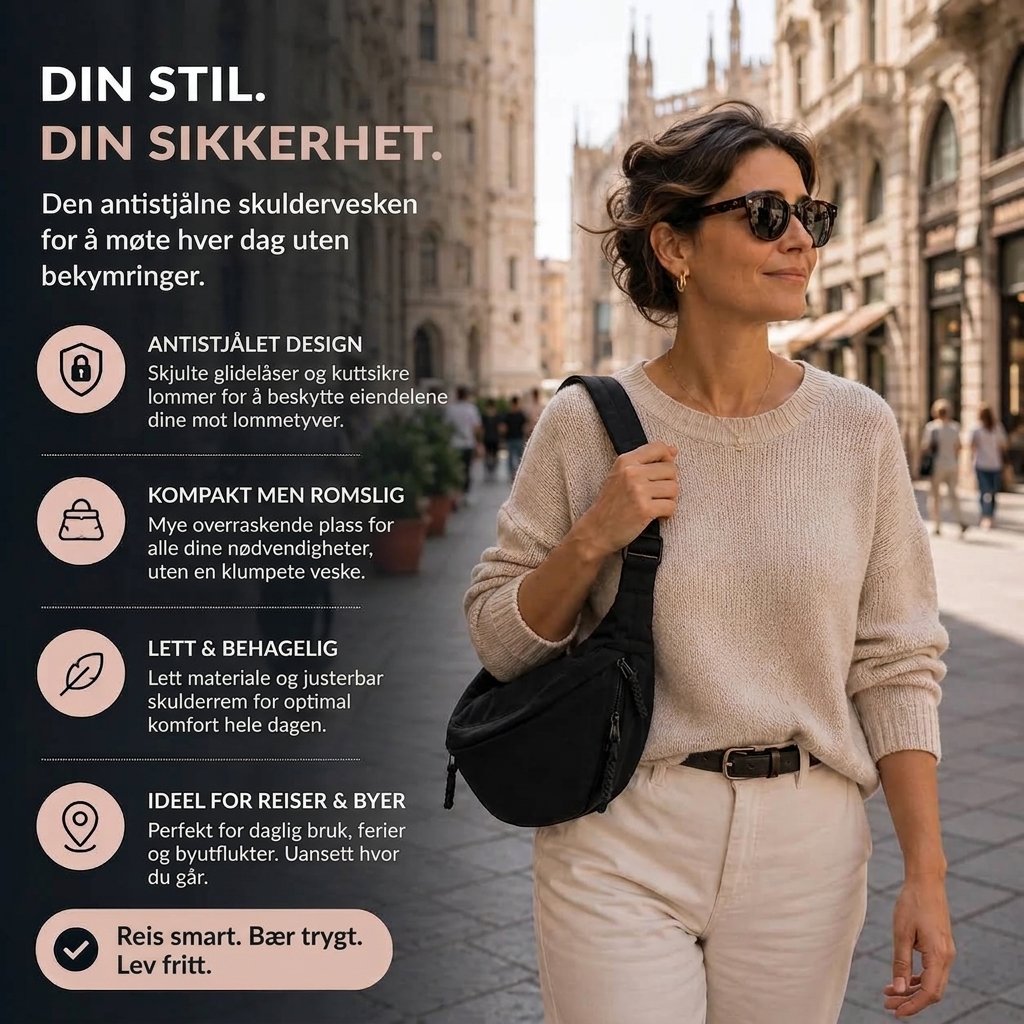 Joy™ – Tilpassbar Crossbody Skulderveske med Anti-tyveri Design