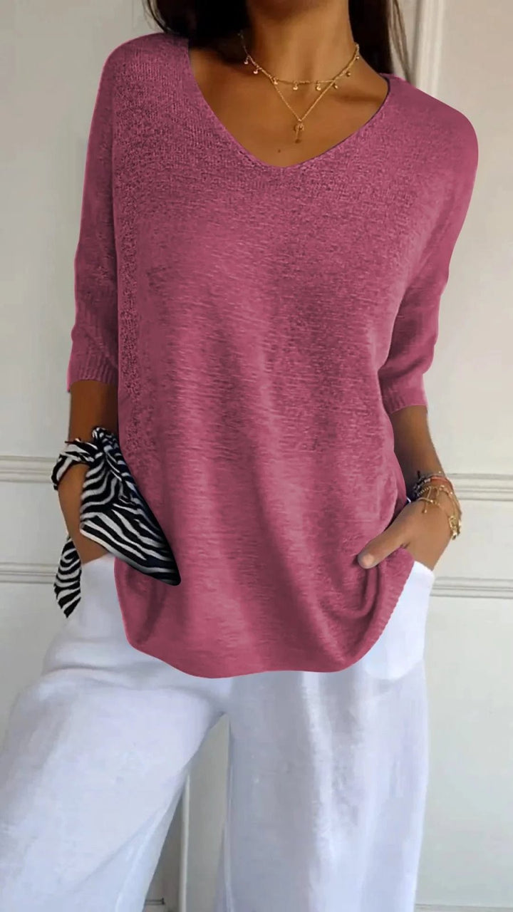 Sigrid™ – Lettstrikket V-hals Topp