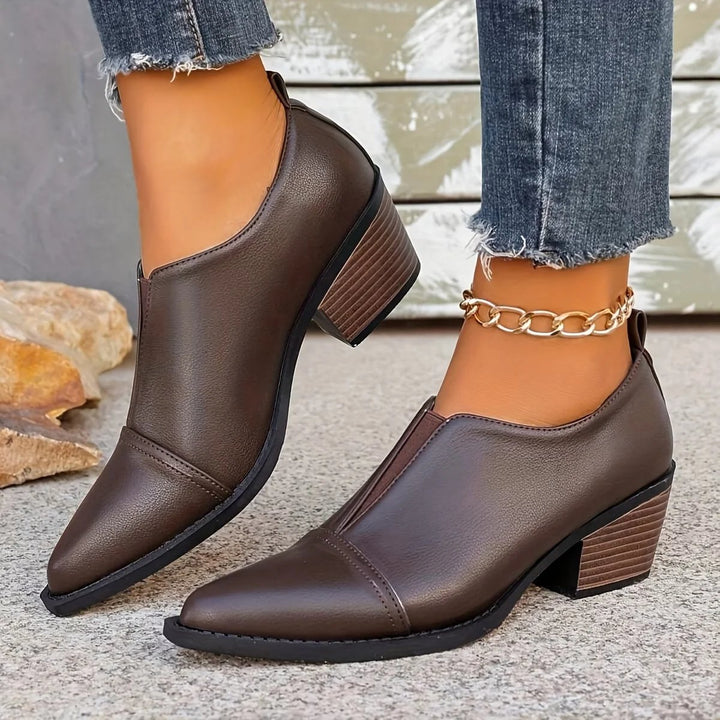Rebecca™ – Spiss tå blokkhelt loafers