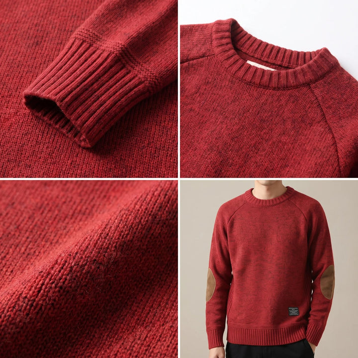 Lucas™ – Ribbete Crewneck Genser med Albuelapper