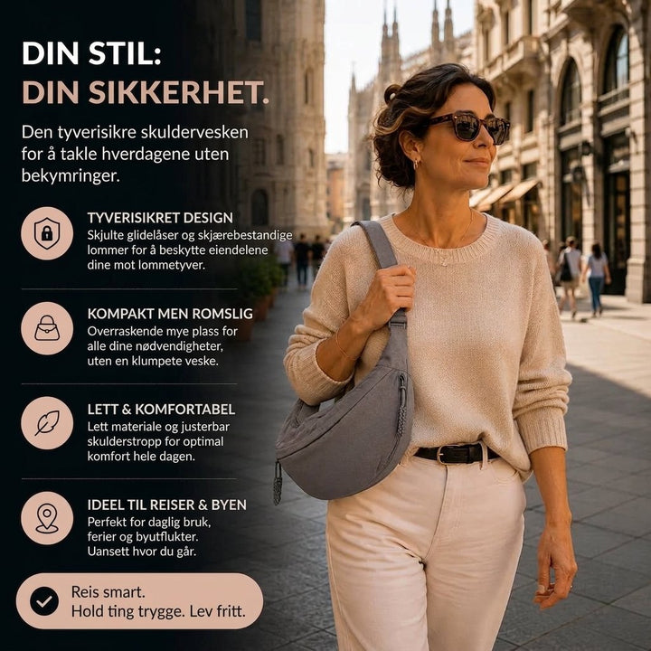 Synne™ – Justerbar Crossbody Skulderveske med Tyverisikring