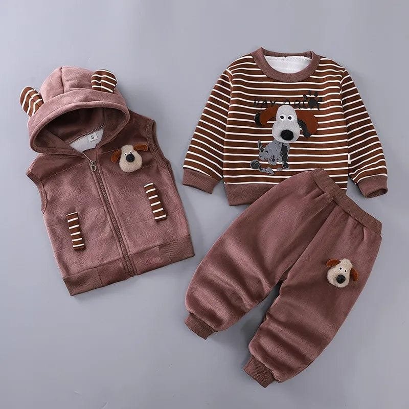 TinyTeddy™ – Koselig Bjørn Hettevest 3-delt Sett