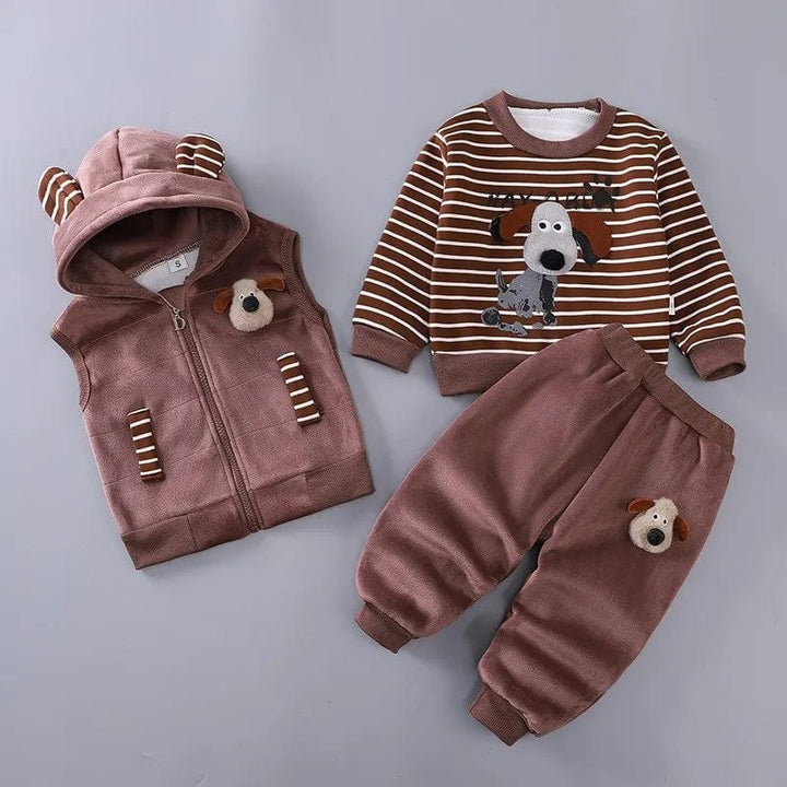 TinyTeddy™ – Koselig Bjørn Hettevest 3-delt Sett